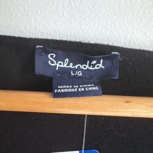 Splendid V Neck Black Knit Top L - Picture 5 of 5